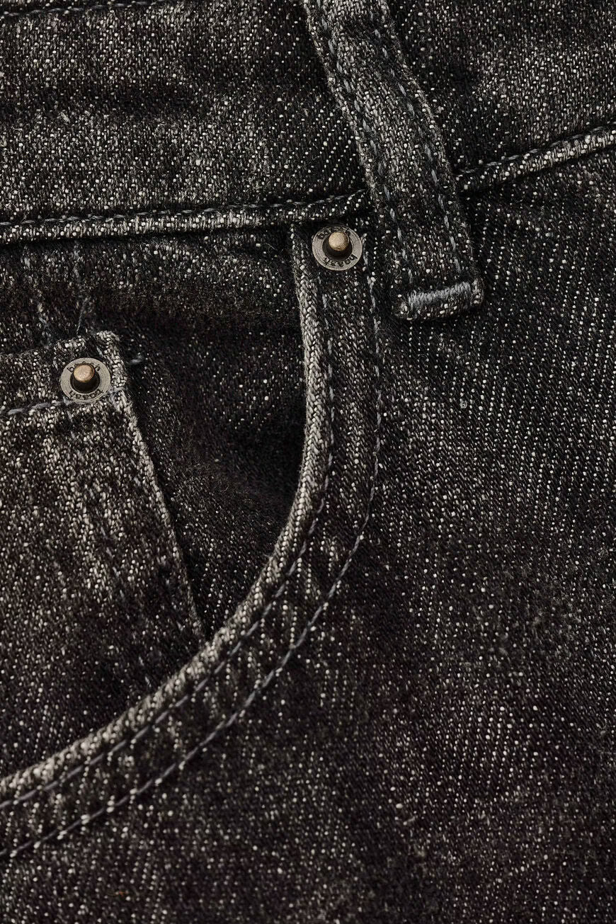 Calças denim de perna larga