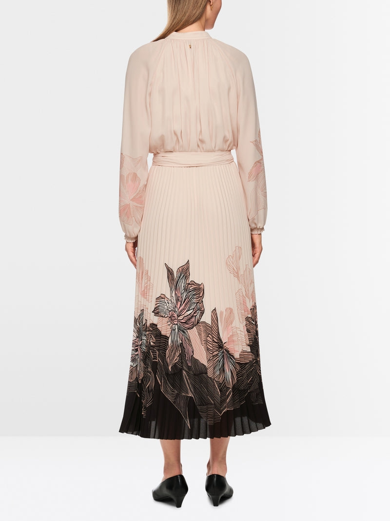 Vestido plissado com estampado floral