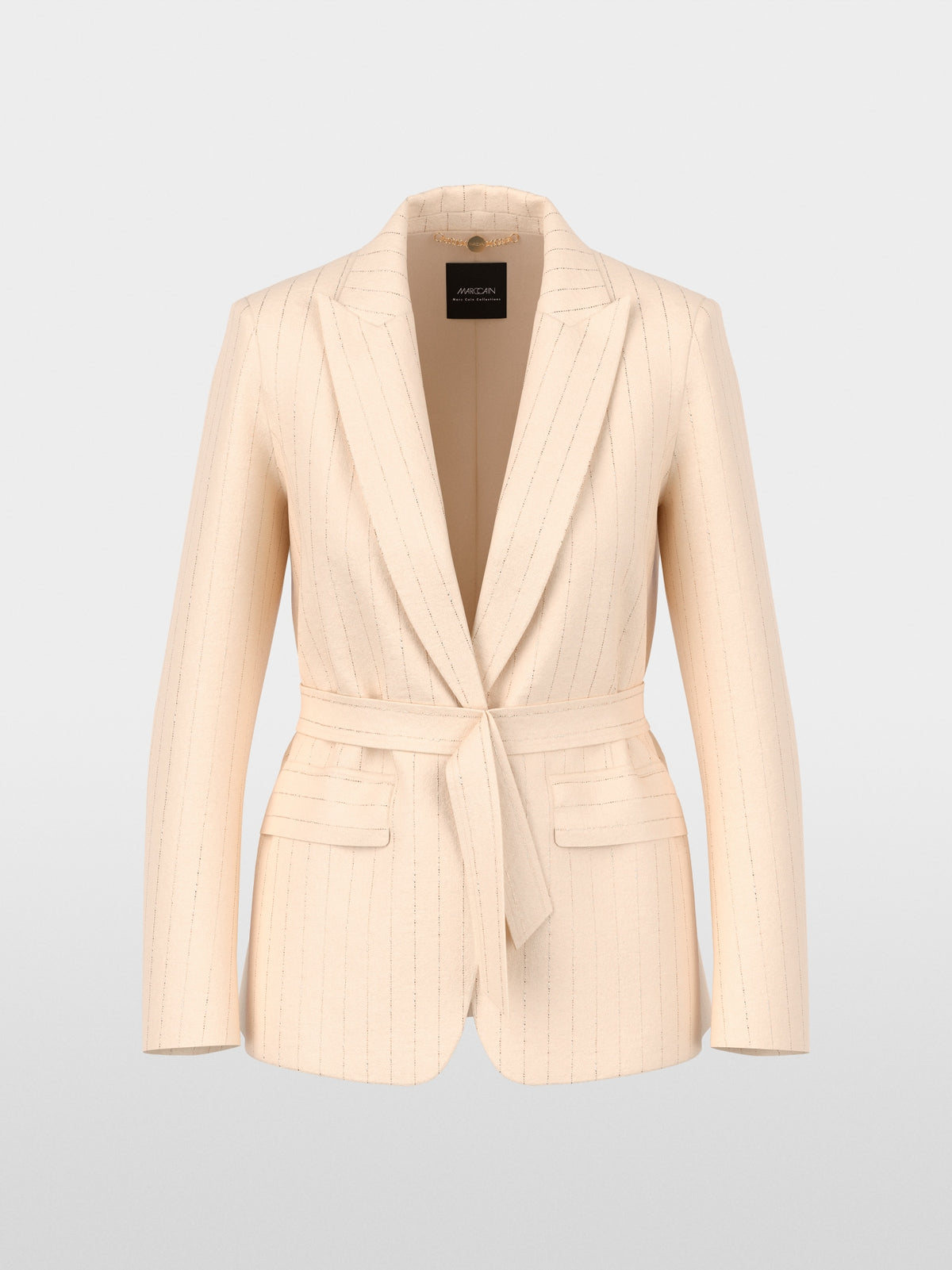 Blazer risca de giz com cinto