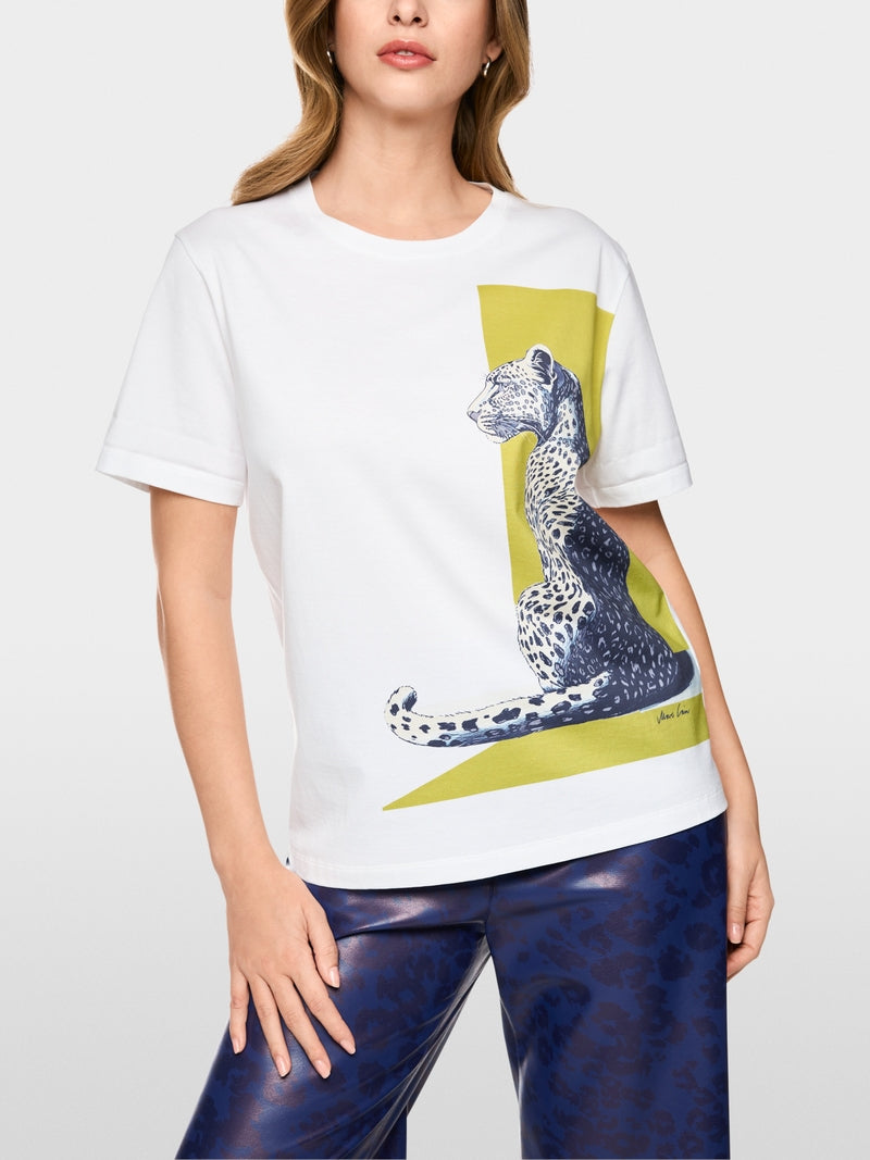 T-shirt em algodão com leopardo