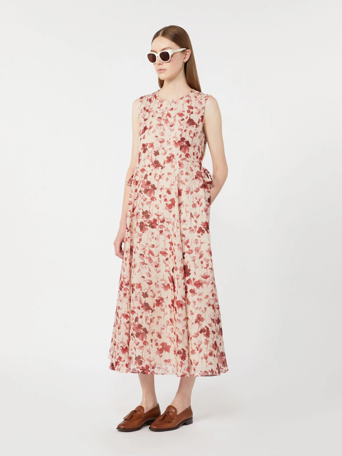 Vestido em rami estampado
