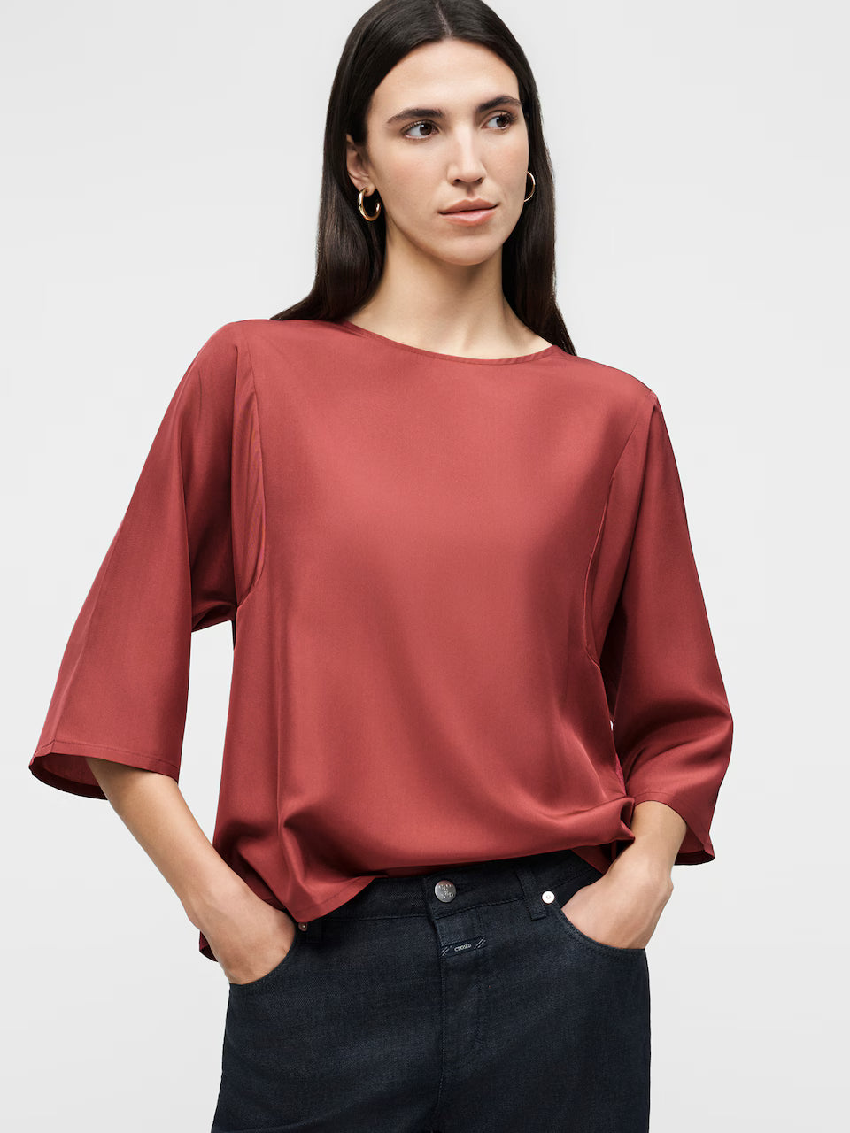 Blusa em seda e malha