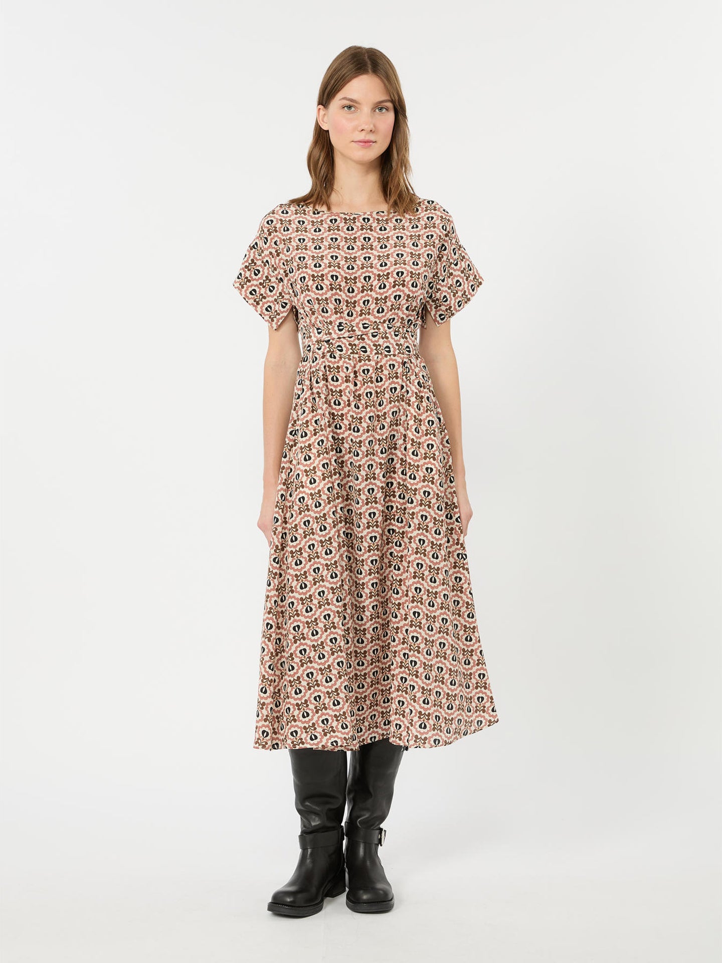 Vestido em pura seda estampado