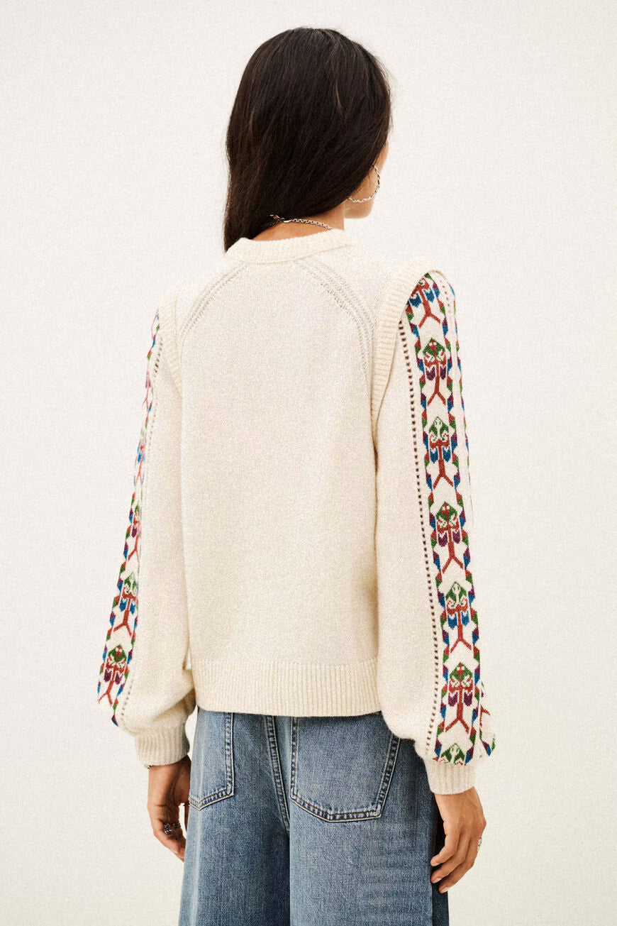 Camisola em lã com bordados