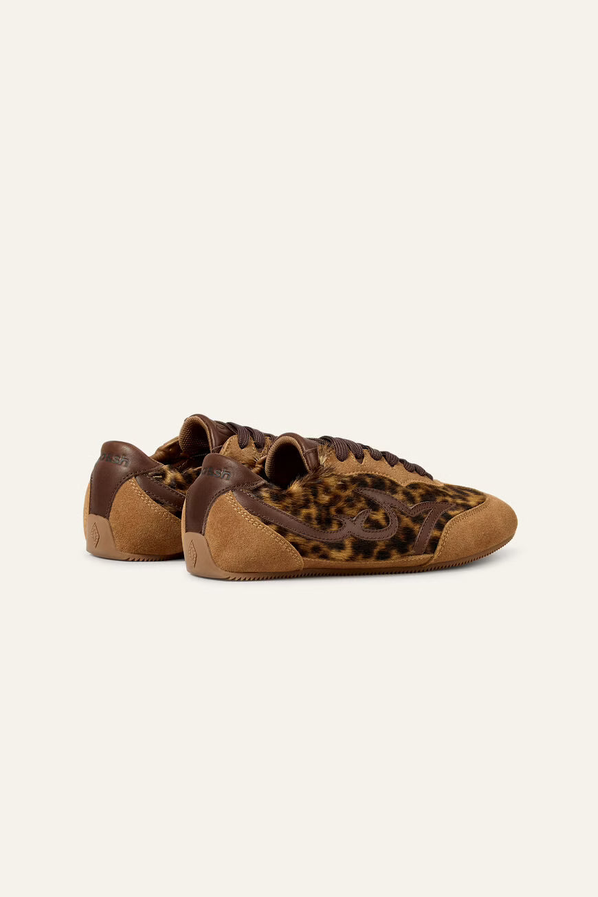 Sapatilhas em pele e estampado leopardo