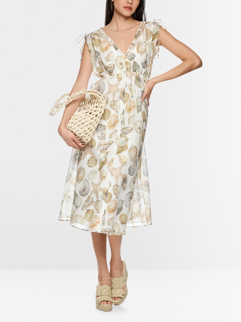 Vestido em mistura de algodão e seda