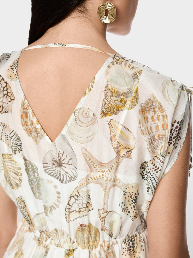 Vestido em mistura de algodão e seda