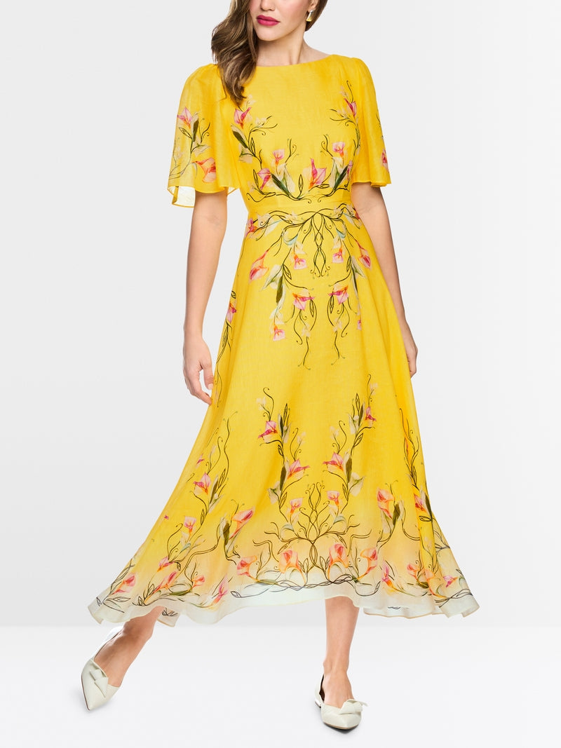 Vestido em linho e seda