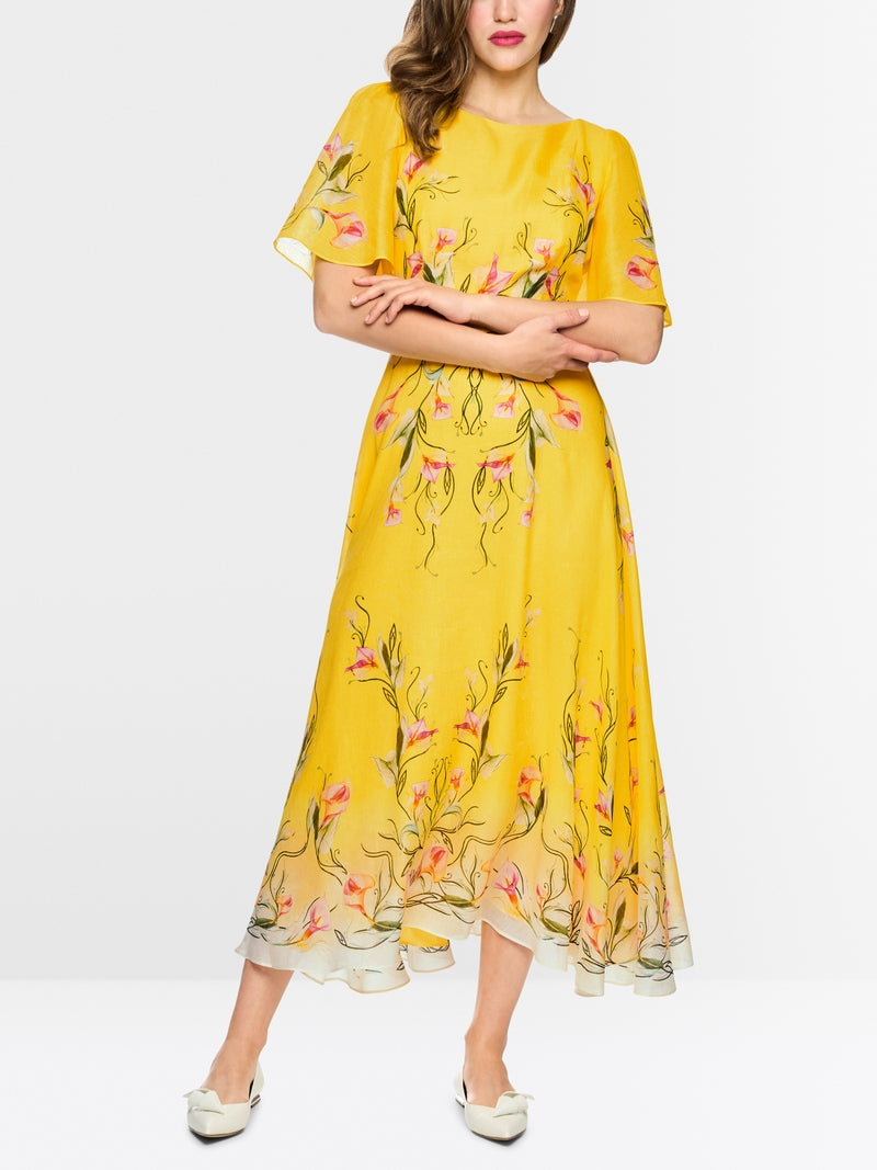 Vestido em linho e seda