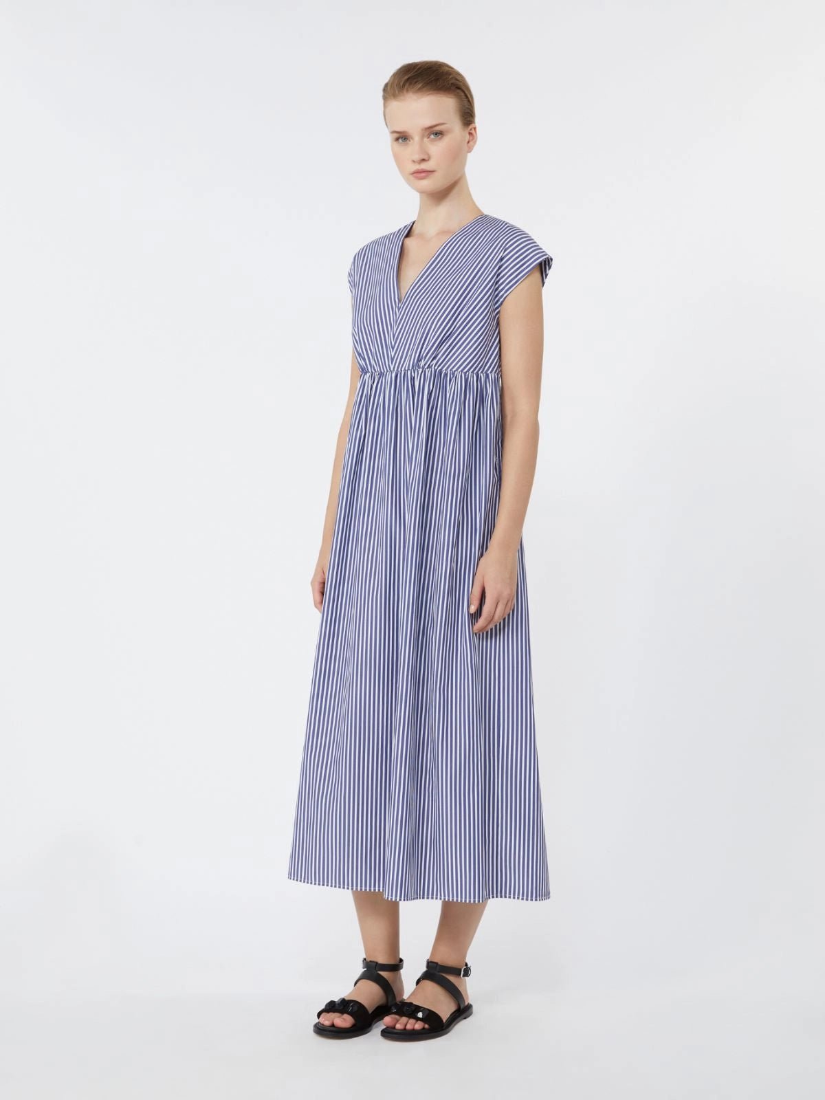 Vestido às riscas em algodão puro