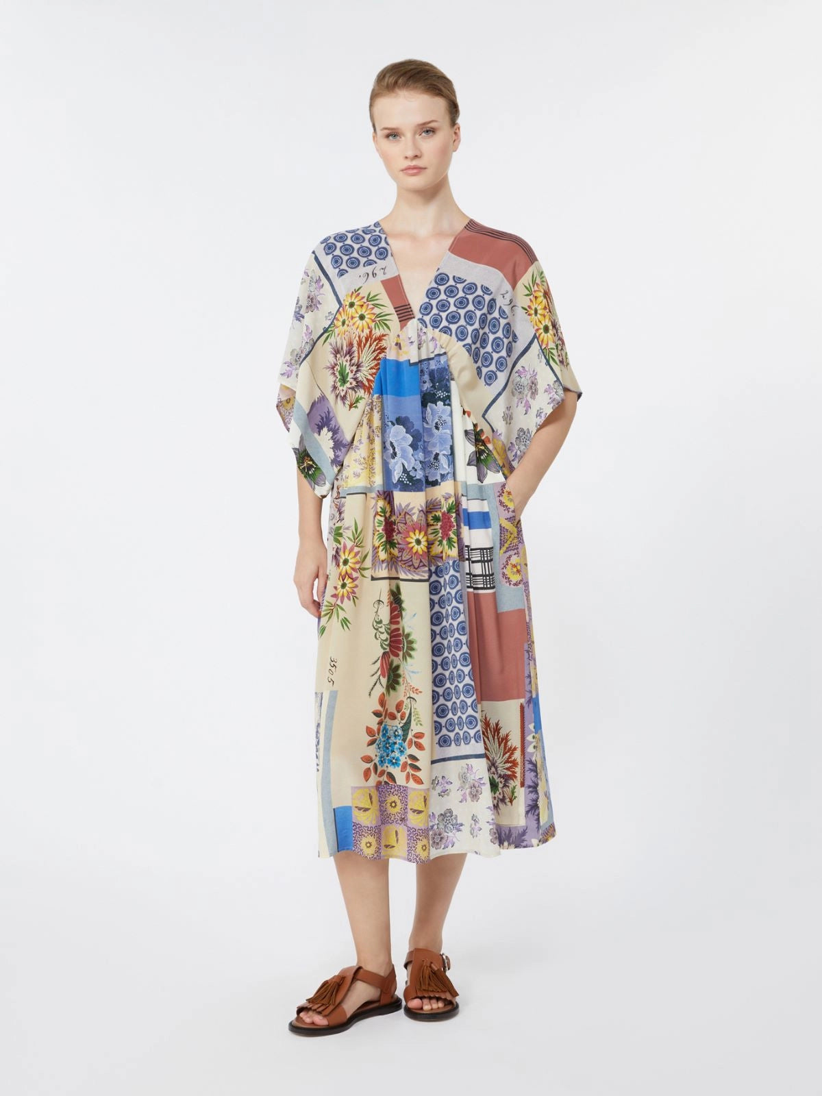 Vestido em seda estampado