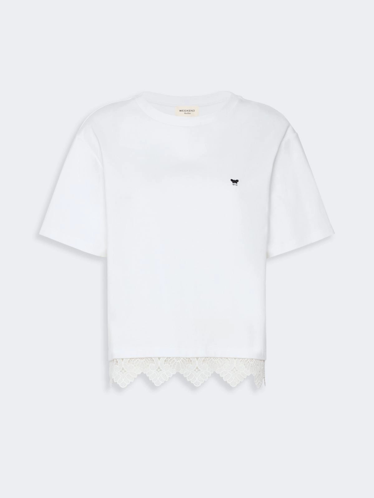 T-shirt em algodão com renda